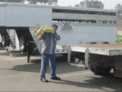 Loading feed on truck