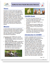 First page of California Avian Health Education Network Fact Sheet