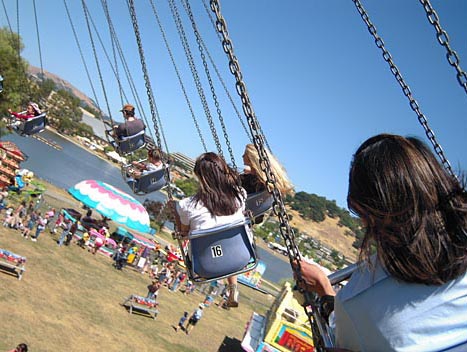 The swing ride from the perspective of a rider