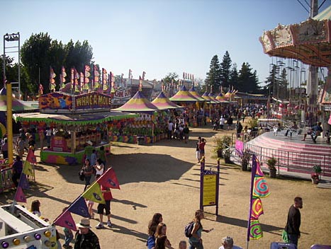 A view of the rides and midway games