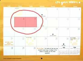 Calendar marking two days