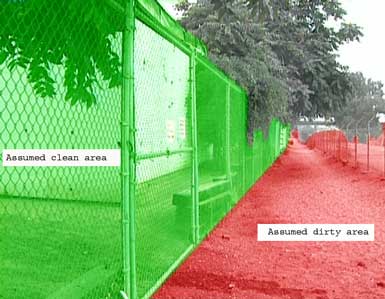 A fence separates clean from dirty areas