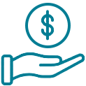 icon of a hand and a coin with a dollar sign