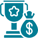 icon of a trophy with a bag of money