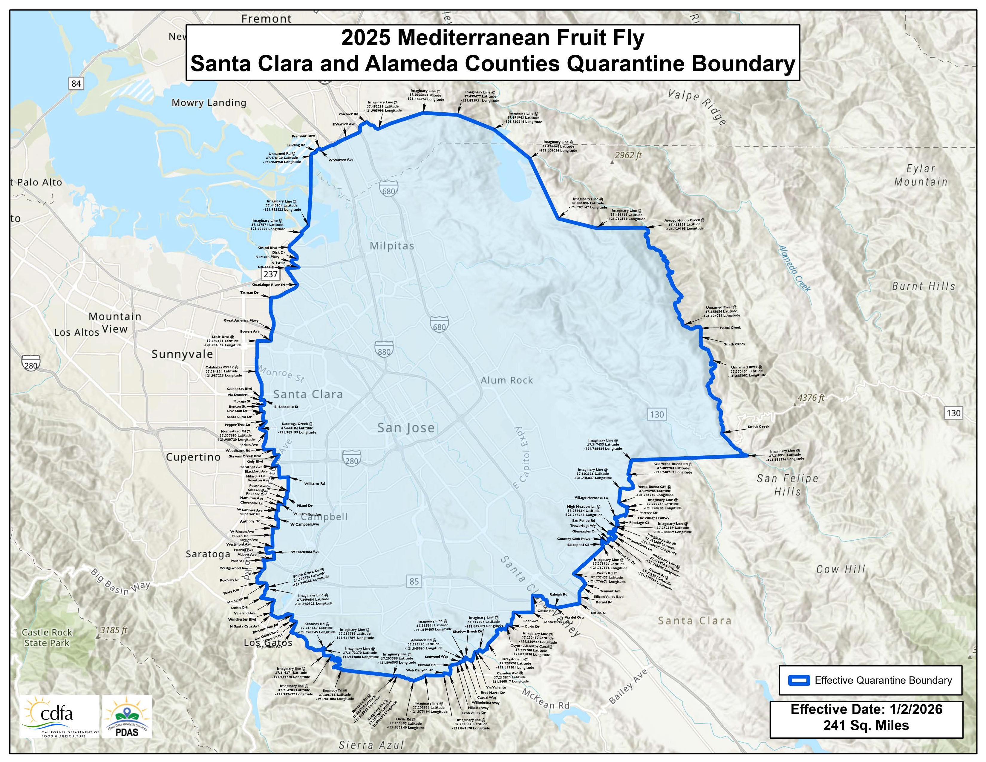 Mediterranean Fruit Fly Quarantine Santa Clara and Alameda Co. - San Jose Area Regulated Establishments Mediterranean Fruit Fly Quarantine Santa Clara and Alameda Co. - San Jose Area Regulated Establishments
