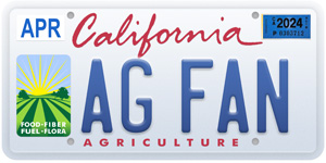 California agricultural license plate design